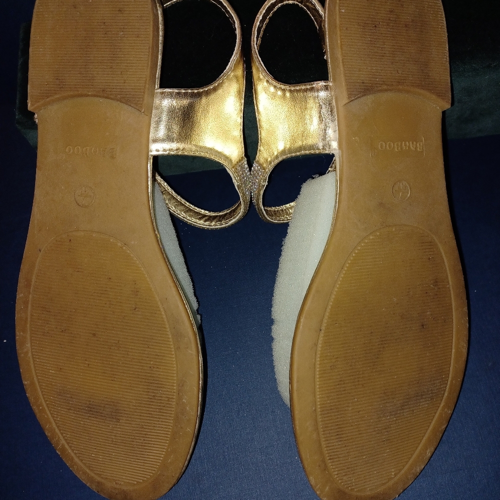 Gold Rhinestone Sandals - Picture 4 of 10